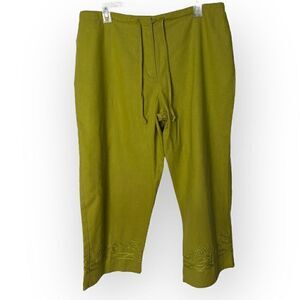 Sag Harbor Lime green tea embellished Pants Size pm linen/cotton